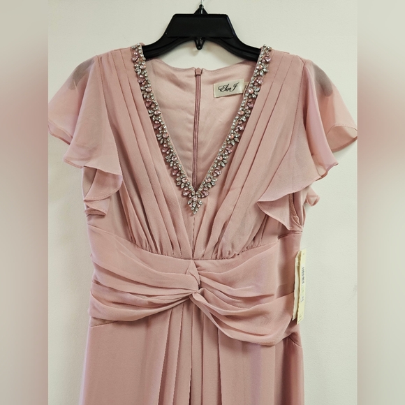 Eliza J Women's Dress Flutter Sleeve V-neck Twist Waist Gown - Picture 4 of 8